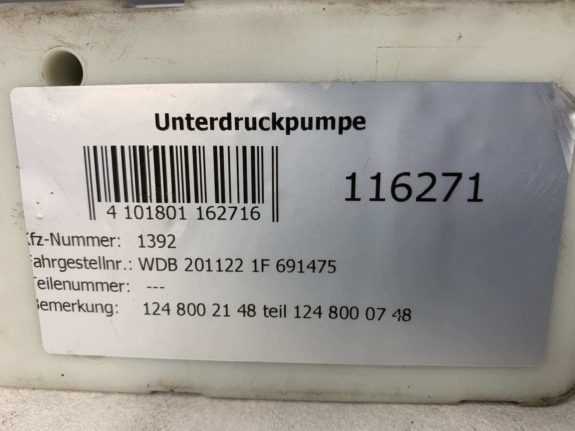 UNTERDRUCKPUMPE für Mercedes (1248002148)